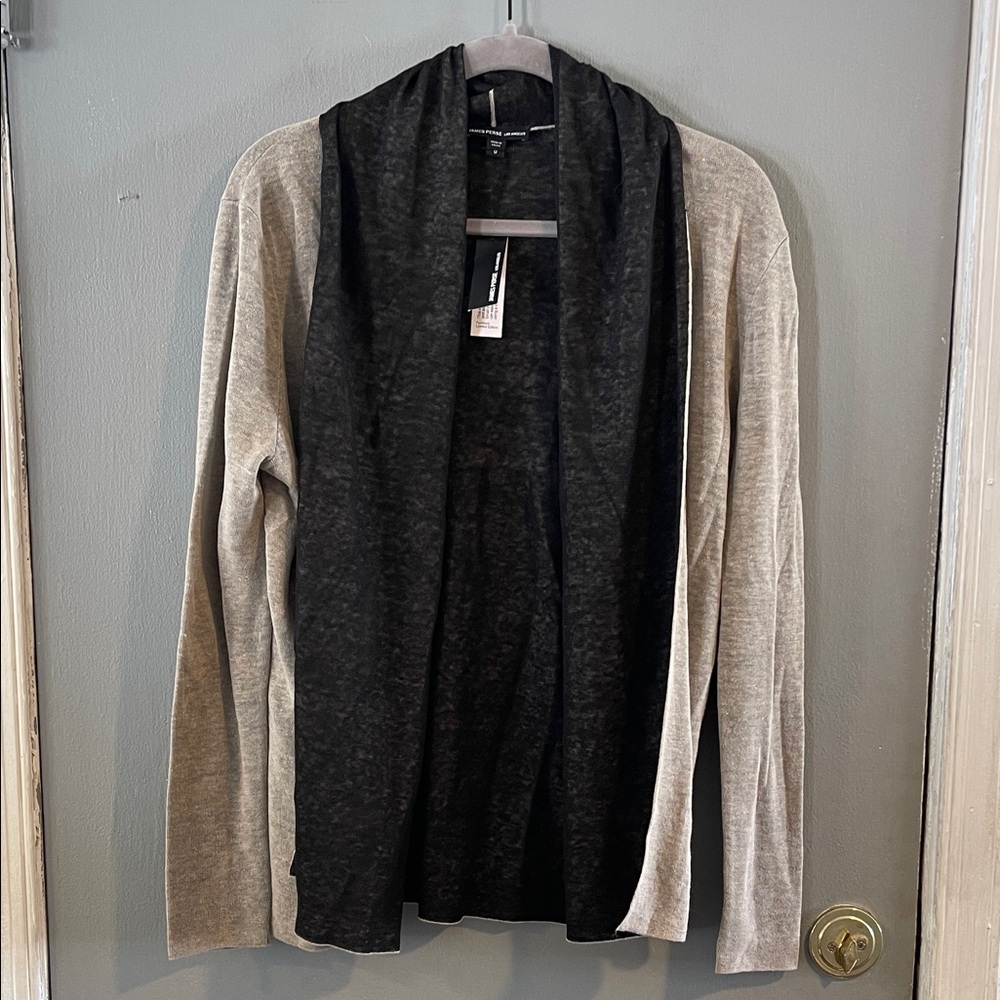 NWT James Perse Two Tone Linen Open‎ Front Cardigan Size 0